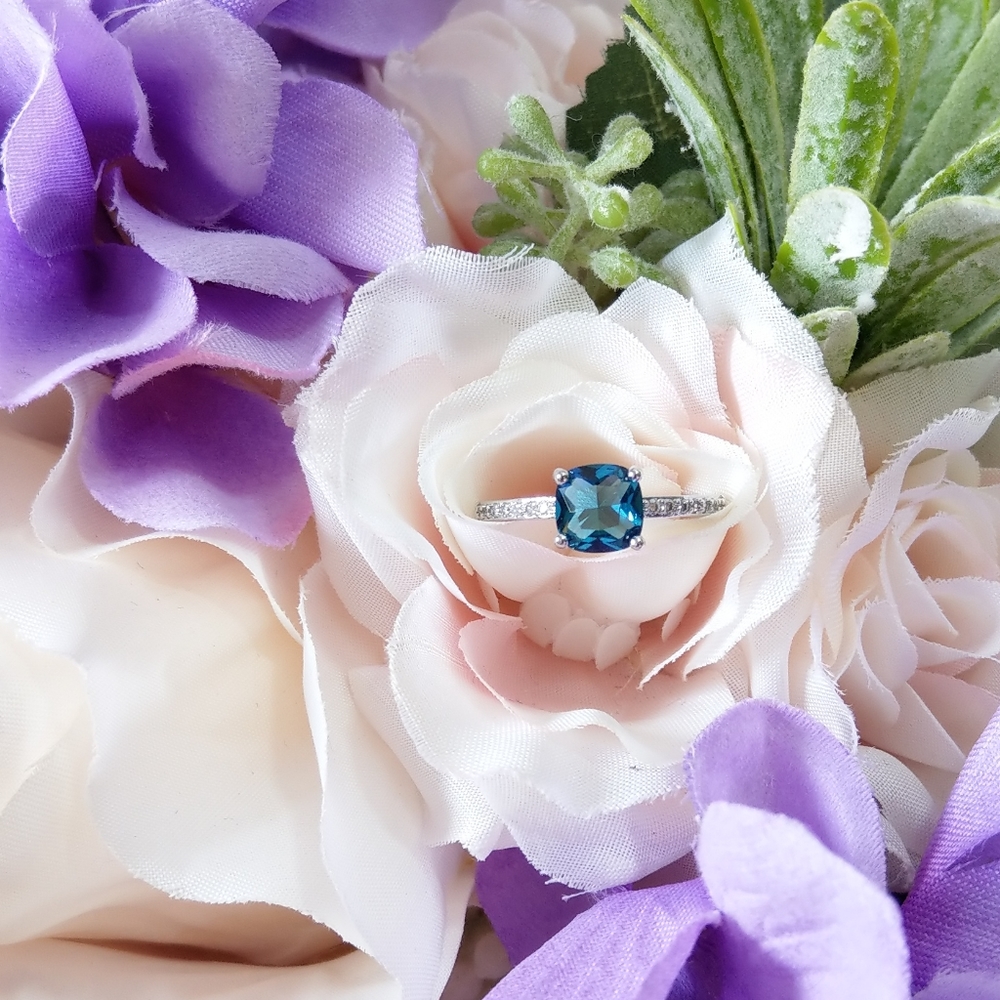 💎NEW💎 SILVER PEACOCK BLUE SAPPHIRE RING - Picture 2 of 13